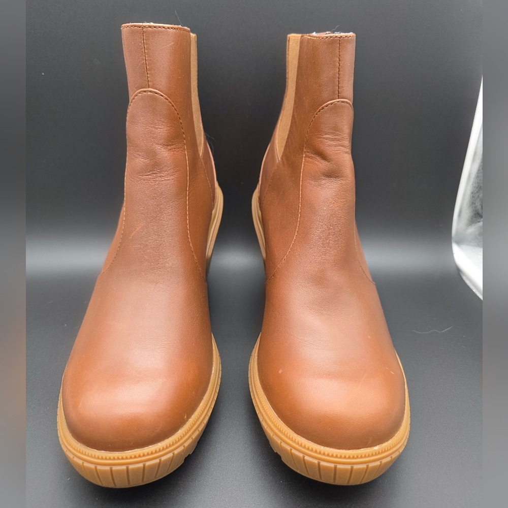 NWOT SOREL Ona Ave Zip LEATHER Wedge Bootie SZ 11 - Picture 3 of 6